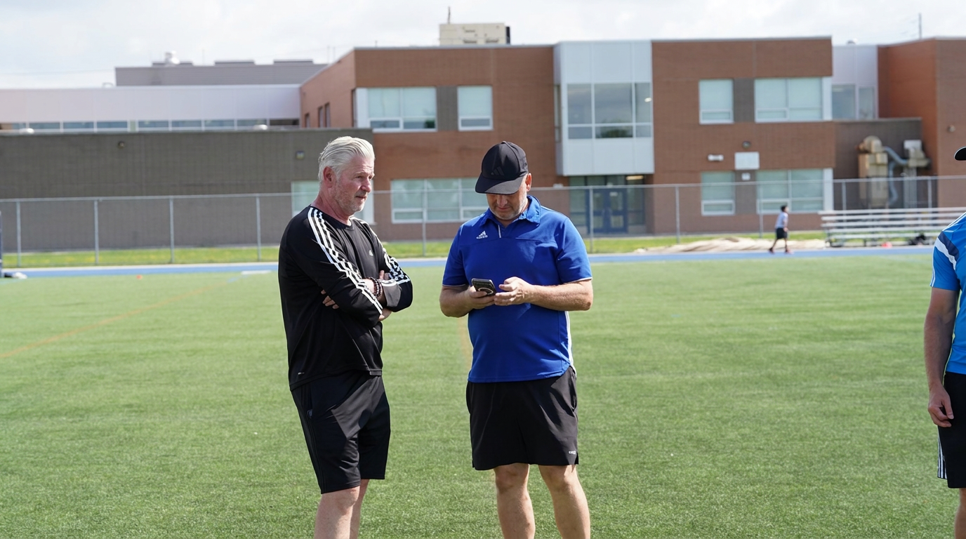 SFI coaching staff on the touchline.