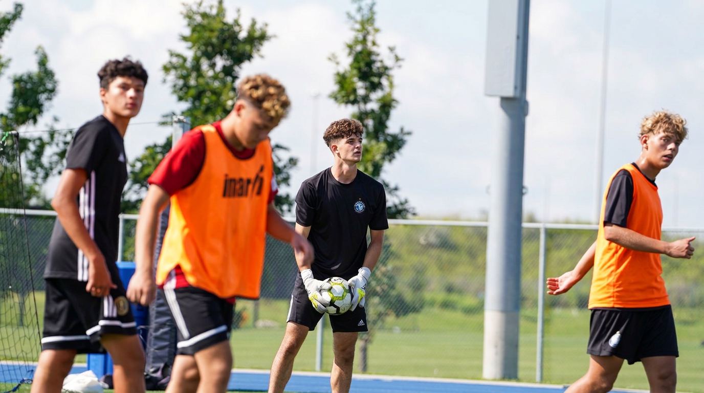 SFI players lined up during goalkeeper training