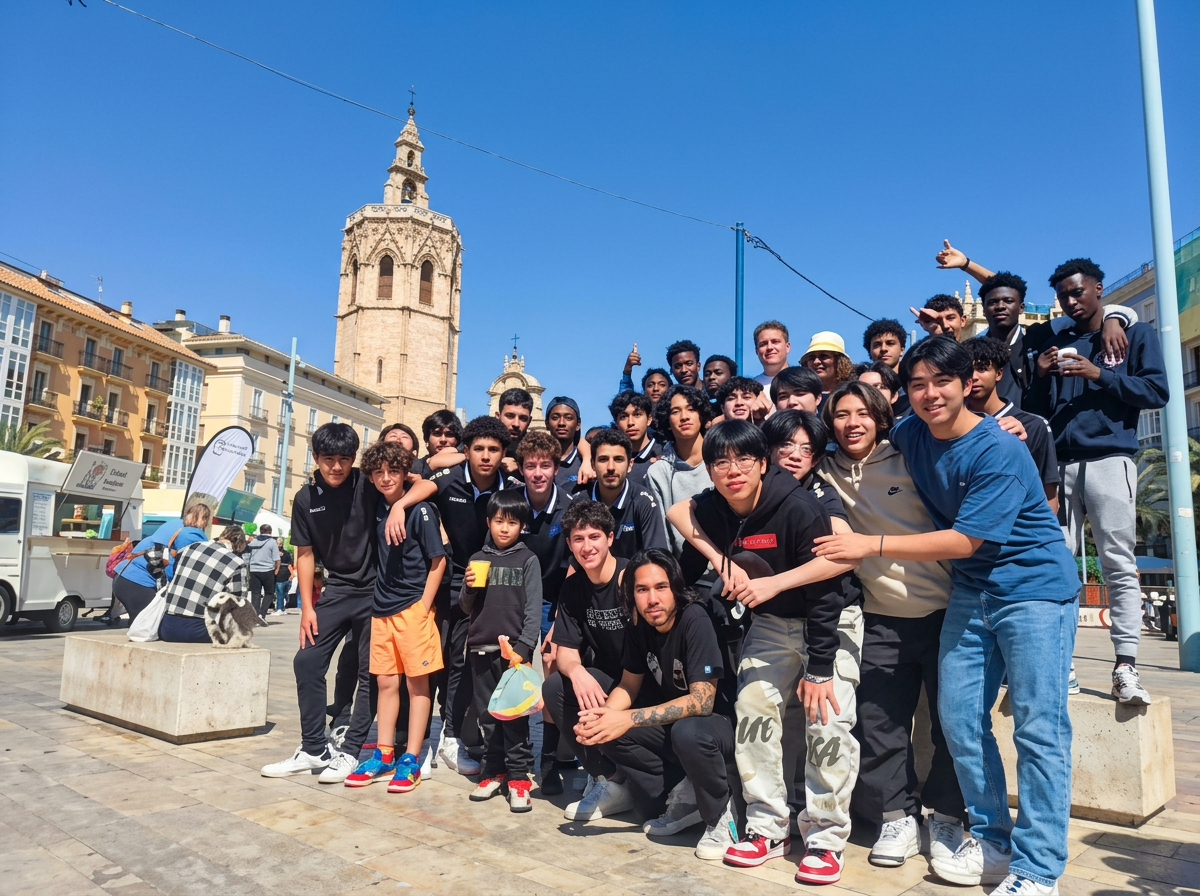 Players in Valencia's old town